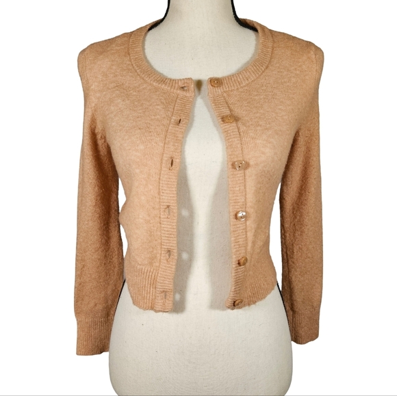Aerie Wool Blend Button Up Sweater, Peachy Orange, XS - Picture 1 of 11